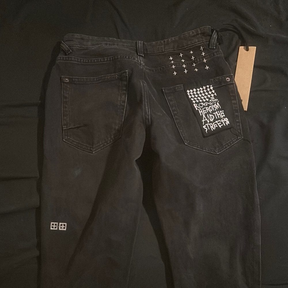 Ksubi Black Cargo Pants with Graphic Details